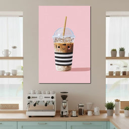 Happy Iced Latte Pop Minimalism - NicheCanvas