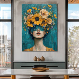 Golden Bloom Silhouette - NicheCanvas