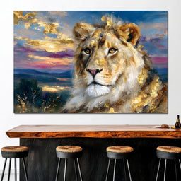 Golden Lioness Sunset Majesty - NicheCanvas