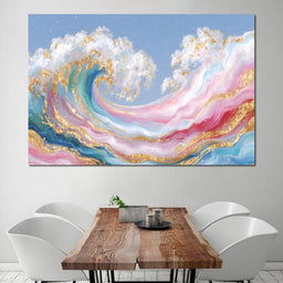 Golden Waves of Pastel Dreams - NicheCanvas