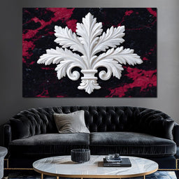 White Fleur De Lis Red Stone - NicheCanvas