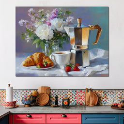 Morning Coffee Still Life Bloom - NicheCanvas