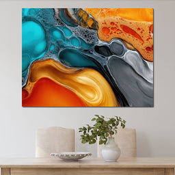 Teal And Ember Pour - TooplesArt - NicheCanvas