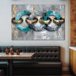 Aqua Gold Swirl Harmony - NicheCanvas