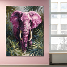 Magenta Elephant Jungle Glory - NicheCanvas