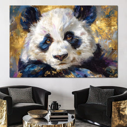 Golden Panda Daydream Portrait - NicheCanvas