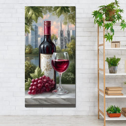 Wine Reflections Cityscape Elegance - NicheCanvas