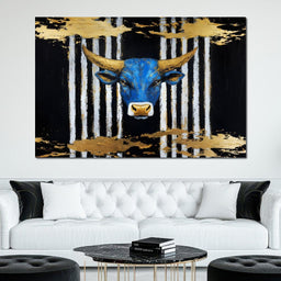 Golden Bull Radiance in Forest - Alicia Smith - NicheCanvas