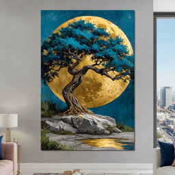 Golden Moonlit Tree Reverie - NicheCanvas