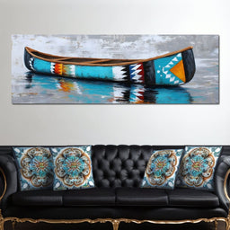 Turquoise River Canoe Reflection - NicheCanvas