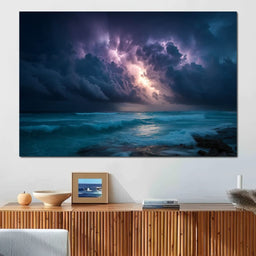 Tempest Sky Over Ocean Waves - NicheCanvas