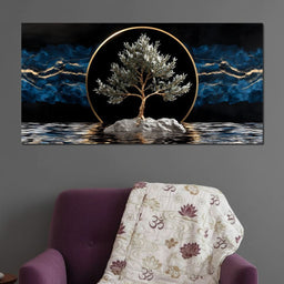 Golden Olive Tree Halo Reflection - NicheCanvas