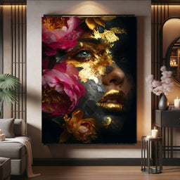 Golden Petal Portrait Radiance - NicheCanvas