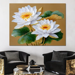 Radiant Lotus Golden Elegance - NicheCanvas