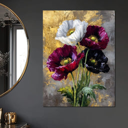 Gilded Poppies Quartet - NicheCanvas