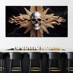 Radiant Skull of Golden Flame - NicheCanvas