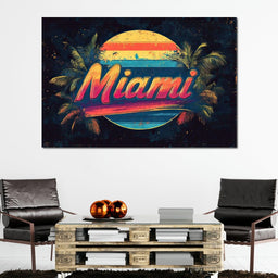 Miami Sunset Retro Vibes - NicheCanvas