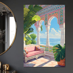 Sunlit Terrace Escape - NicheCanvas