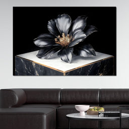 Noir Petal Elegance Burst - NicheCanvas