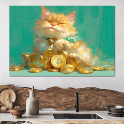 Golden Feline Fortune Dreams - Tanni Cylon - NicheCanvas