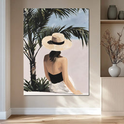 Coastal Palm Retreat Woman Hat - NicheCanvas