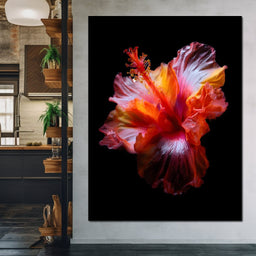Radiant Hibiscus Petal Flame - NicheCanvas
