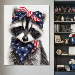 Patriotic Raccoon Portrait - NicheCanvas
