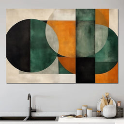 Geometric Ochre Jade Balance - NicheCanvas