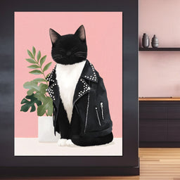Rebel Feline Fashion Portrait - NicheCanvas
