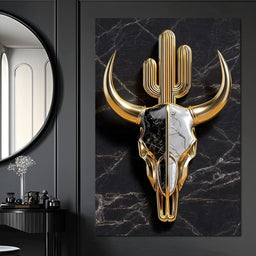 Golden Desert Totem Skull Marble - NicheCanvas