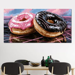 Cosmic Confectionery Over Neon Grids - NicheCanvas