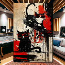 Cool Cats Red Shades Duo - NicheCanvas
