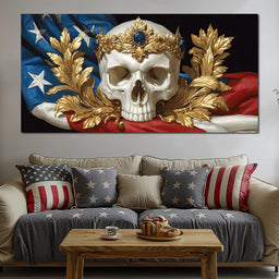 Regal Skull Golden Laurel Tribute - NicheCanvas