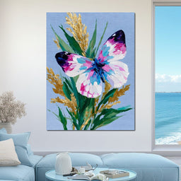 Pastel Butterfly Golden Foliage - NicheCanvas