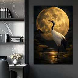 Crane Moonrise - NicheCanvas