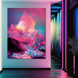 Cosmic Neon Triangle Peaks - NicheCanvas