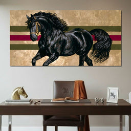 Golden Galloping Stallion - NicheCanvas