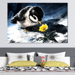 Chick Ponders Golden Bloom - NicheCanvas