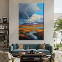 Rainbow Over Highland Moorland - NicheCanvas