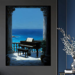 Seaside Sonata Grand Piano View - NicheCanvas