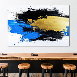 Golden Horizon Brushstroke Fusion - NicheCanvas