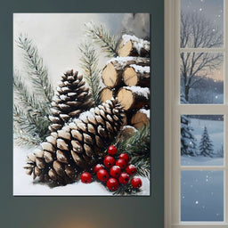 Snowy Pinecone Winter Gathering - NicheCanvas
