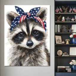 Patriotic Bandana Raccoon - NicheCanvas