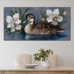 Duck Tranquility Among Petals - NicheCanvas