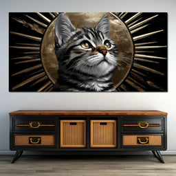 Golden Halo Tabby Cat Reverie - NicheCanvas