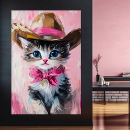 Cowboy Kitten Pink Bow Charm - NicheCanvas