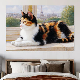 Dreamy Feline Parisian View - NicheCanvas