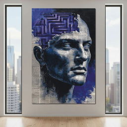 Cobalt Labyrinth Mindscape - NicheCanvas