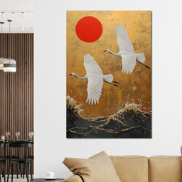 Golden Flight Over Waves - NicheCanvas