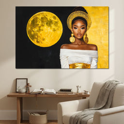 Golden Moon Goddess Portrait - NicheCanvas